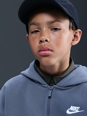Nike World Indigo Blue Oversized College Club Fleece Zip-Up Hoodie - Image 7 of 7