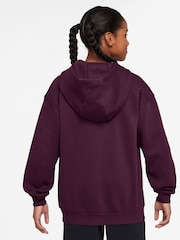 Nike Bordeaux Burgundy Oversized College Club Fleece Zip-Up Hoodie - Image 2 of 3