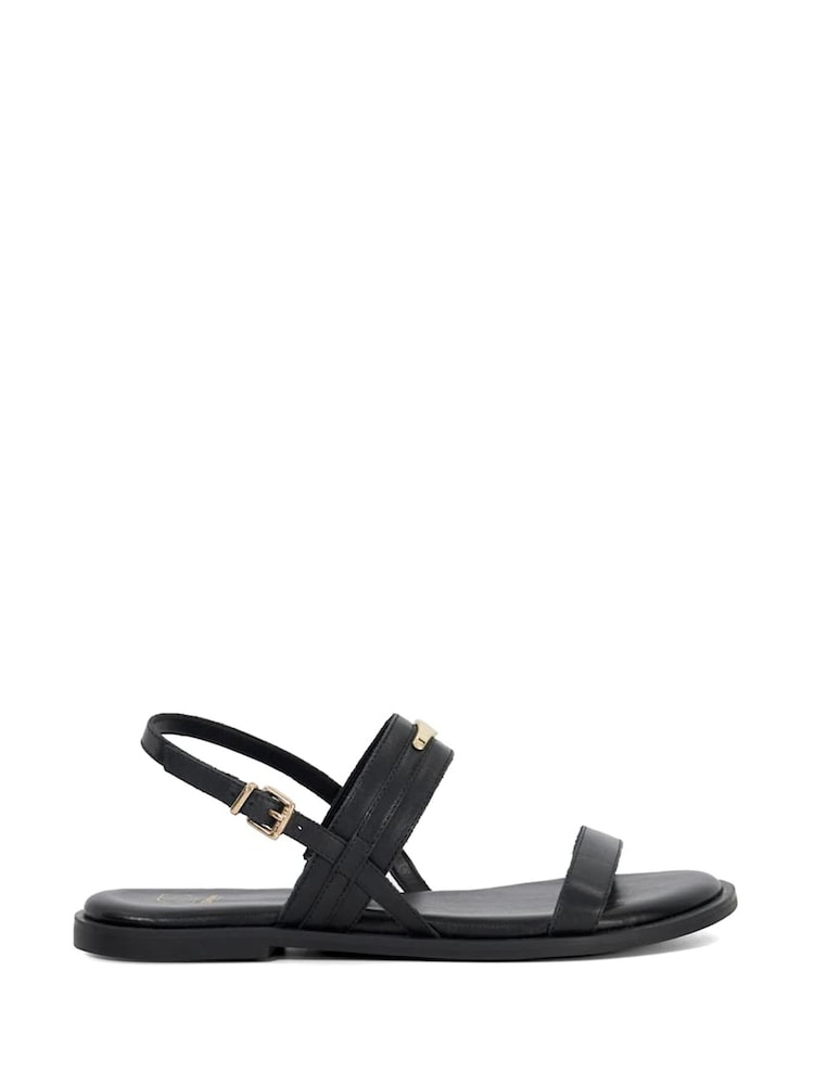 Dune London Black Litton Branded Plate Flat Sandals - Image 1 of 6