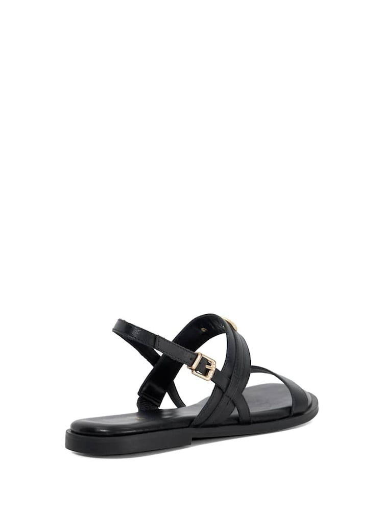 Dune London Black Litton Branded Plate Flat Sandals - Image 3 of 6
