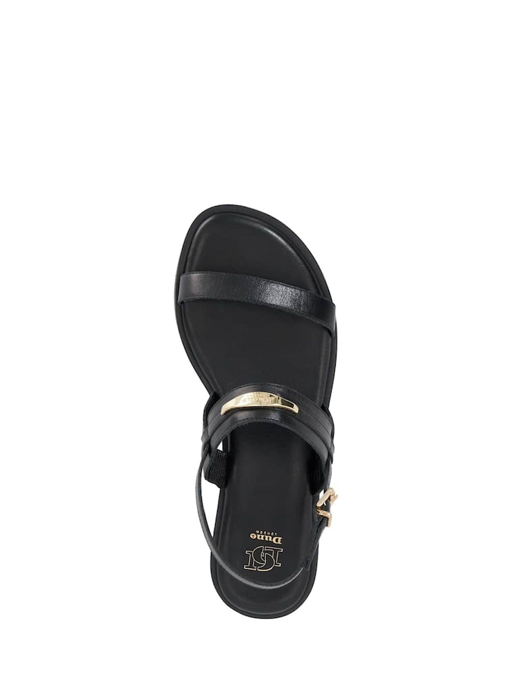 Dune London Black Litton Branded Plate Flat Sandals - Image 4 of 6