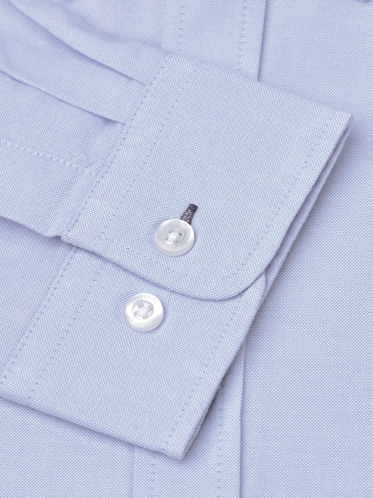 Brook Taverner Blue Light Regular Fit 100% Cotton Oxford Shirt - Image 4 of 4
