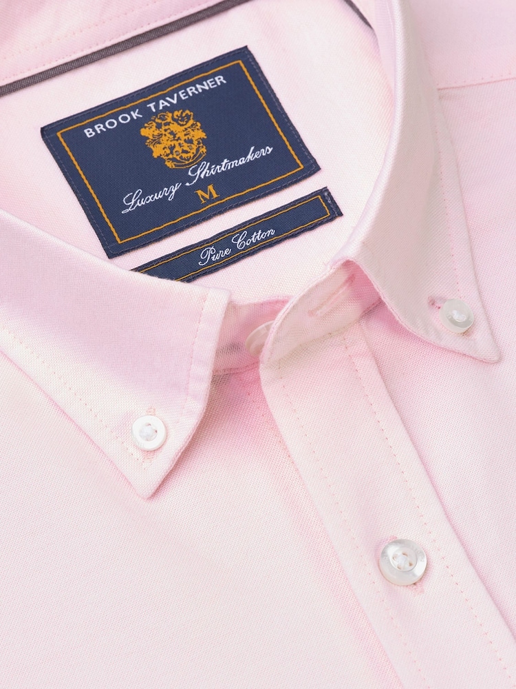 Brook Taverner Pink Light Regular Fit 100% Cotton Oxford Shirt - Image 2 of 3
