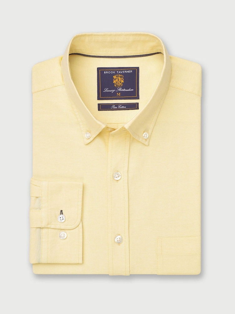 Brook Taverner Yellow Regular Fit 100% Cotton Oxford Shirt - Image 2 of 4