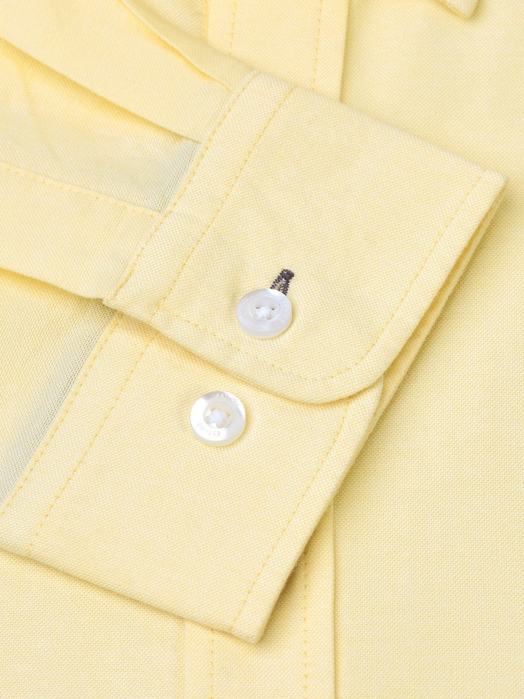 Brook Taverner Yellow Regular Fit 100% Cotton Oxford Shirt - Image 4 of 4