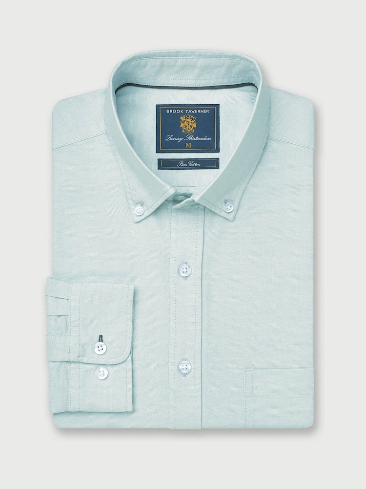 Brook Taverner Mint Green Regular Fit 100% Cotton Oxford Shirt - Image 2 of 4