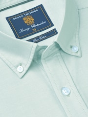 Brook Taverner Mint Green Regular Fit 100% Cotton Oxford Shirt - Image 3 of 4