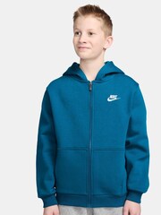 Nike Abyss Blue Club Fleece Zip Through Hoodie - Image 1 of 3