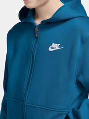 Nike Abyss Blue Club Fleece Zip Through Hoodie - Image 3 of 3