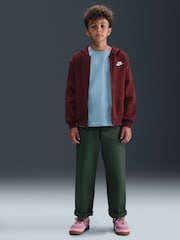 Nike Dark Team Red Club Fleece Zip Through Hoodie - Image 1 of 7
