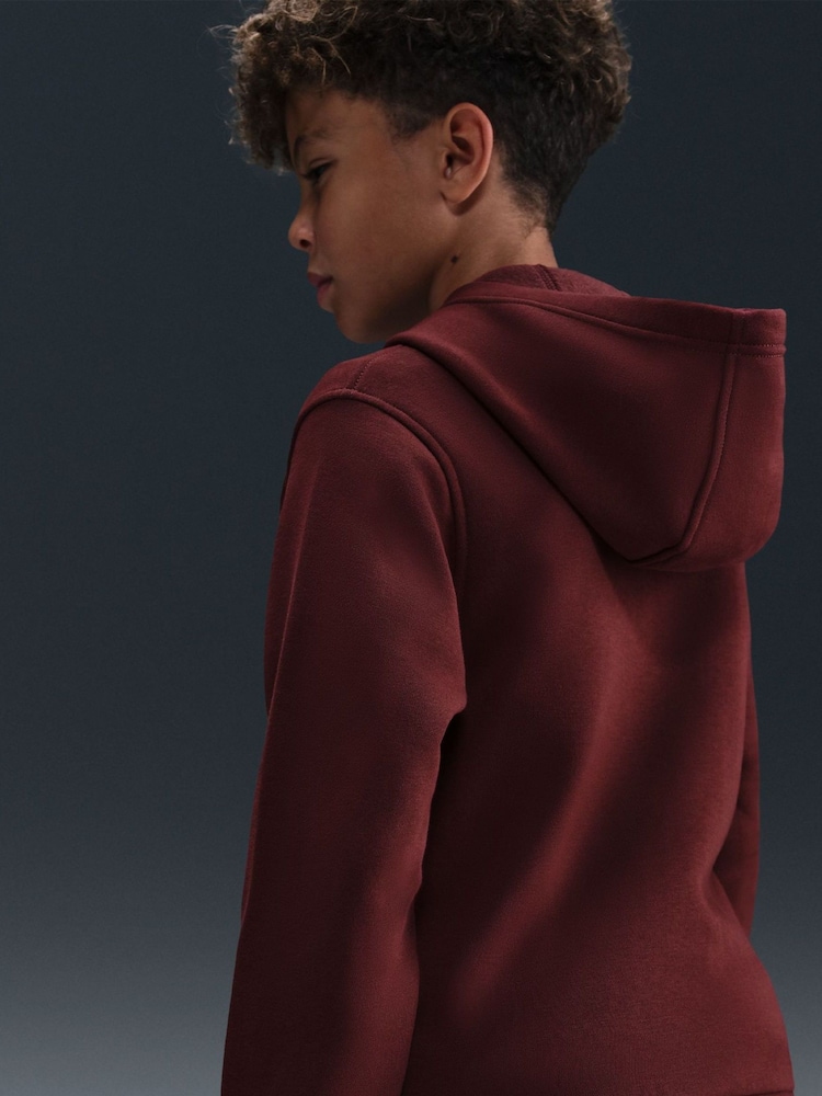 Nike Dark Team Red Club Fleece Zip Through Hoodie - Image 2 of 7