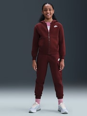 Nike Dark Team Red Club Fleece Zip Through Hoodie - Image 5 of 7