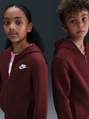 Nike Dark Team Red Club Fleece Zip Through Hoodie - Image 6 of 7