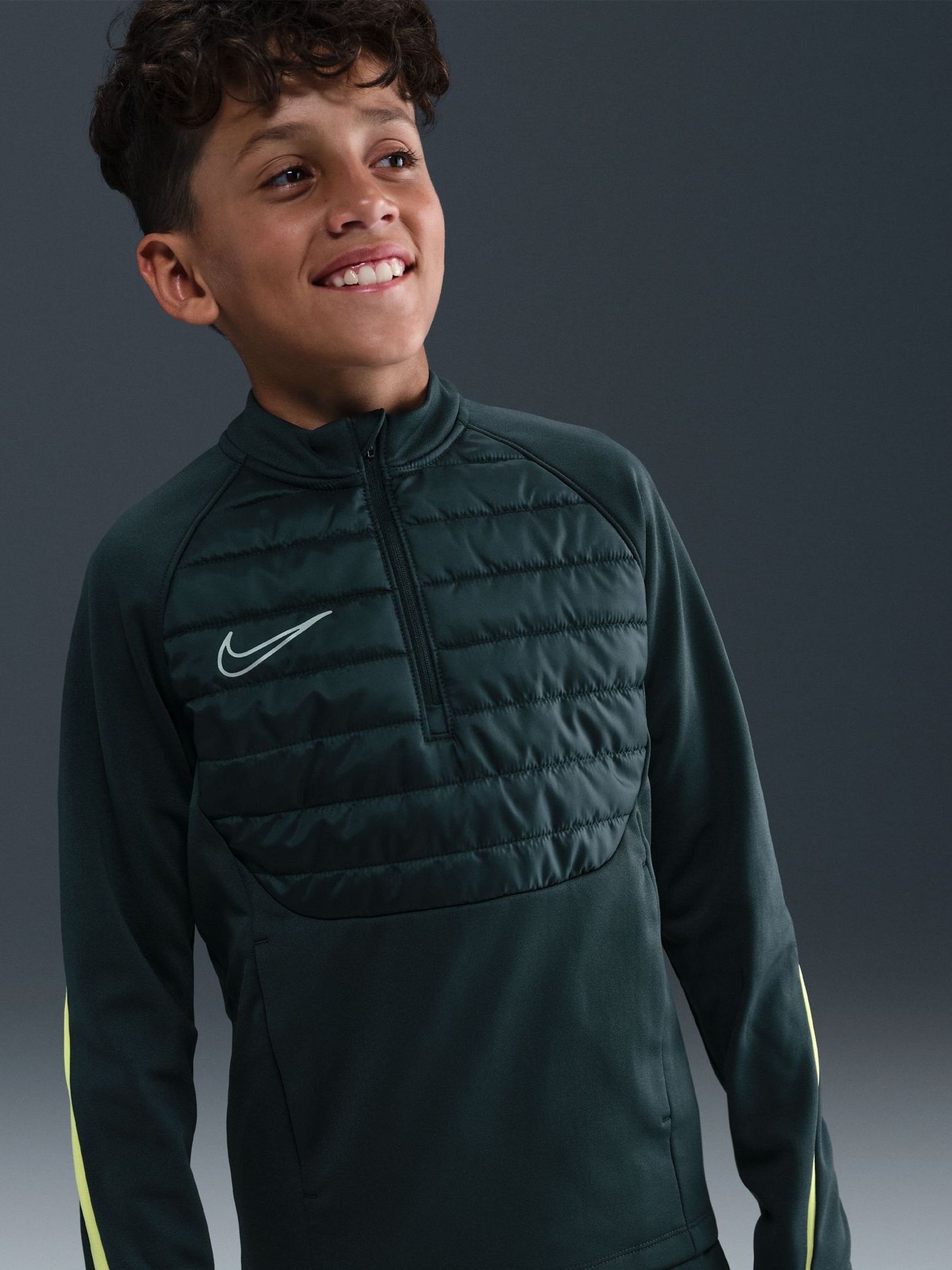 Buy Nike Dark Seaweed Green Therma FIT Academy Football Drill Top