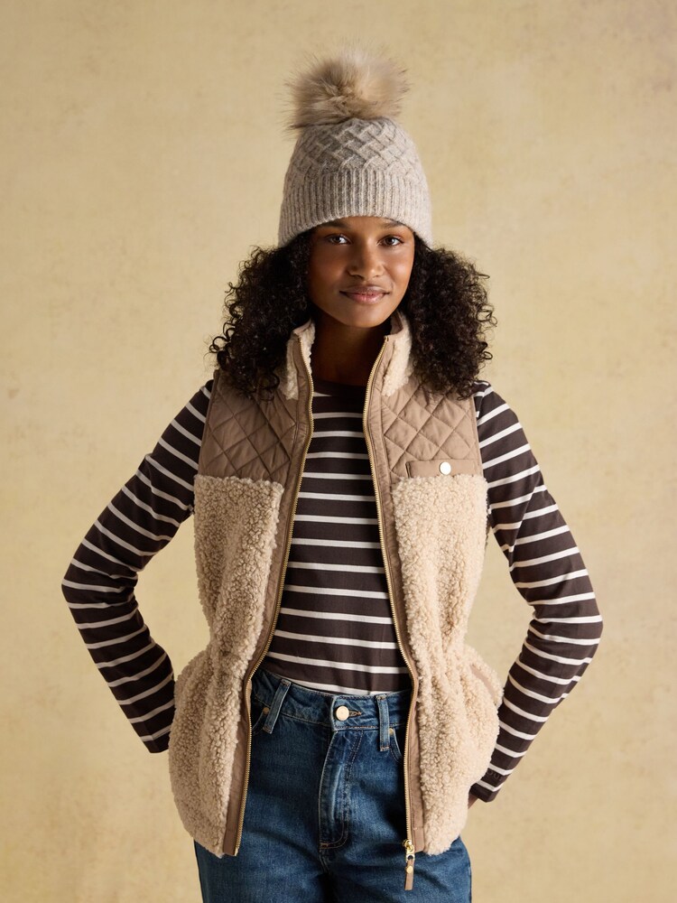 Joules Effie Oat Bobble Hat - Image 2 of 6 Joules Effie Oat Bobble Hat - Image 2 of 6