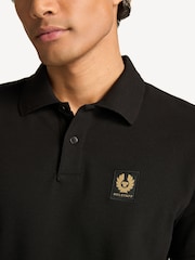 Belstaff Black Cotton Pique Polo Shirt - Image 4 of 5