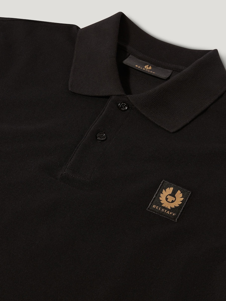 Belstaff Black Cotton Pique Polo Shirt - Image 6 of 6