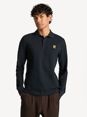 Belstaff Blue Long Sleeve Cotton Polo Shirt - Image 1 of 6