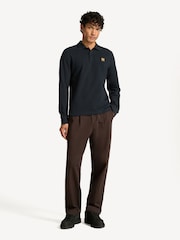 Belstaff Blue Long Sleeve Cotton Polo Shirt - Image 3 of 6
