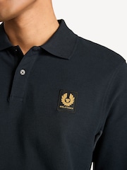 Belstaff Blue Long Sleeve Cotton Polo Shirt - Image 5 of 6
