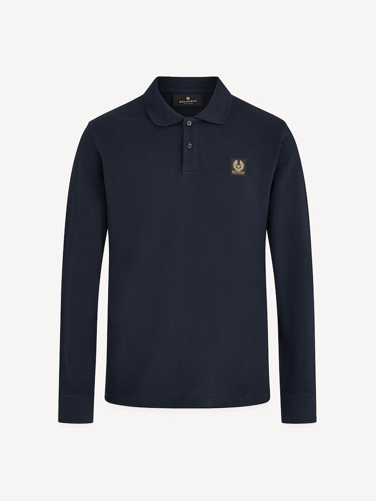 Belstaff Blue Long Sleeve Cotton Polo Shirt - Image 6 of 6