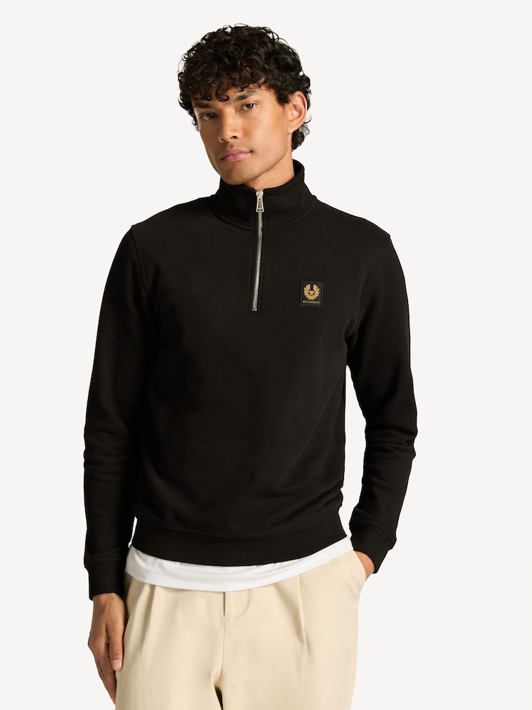 Belstaff Black Classic Fleece Quarter Zip Sweatshirt - Image 1 of 6