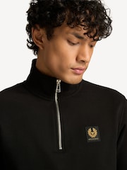 Belstaff Black Classic Fleece Quarter Zip Sweatshirt - Image 5 of 6