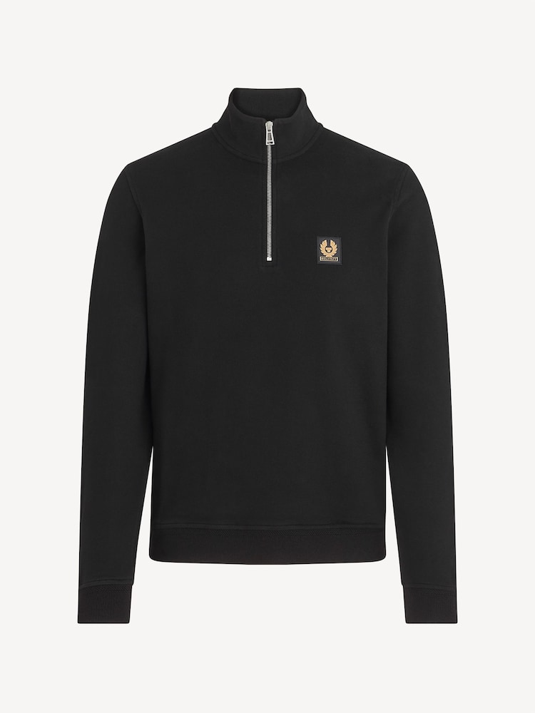 Belstaff Black Classic Fleece Quarter Zip Sweatshirt - Image 6 of 6