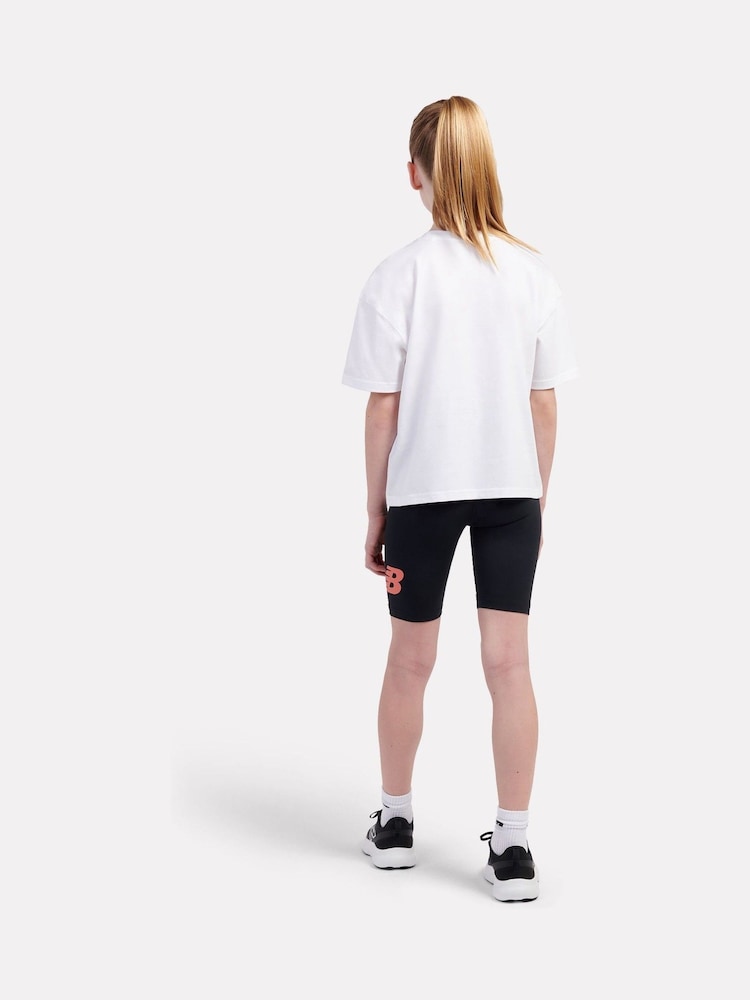 Hvit - New Balance Kids Stacked Logo 100% Cotton T-skjorte & Cycle Kort Set - Bilde 2 av 8