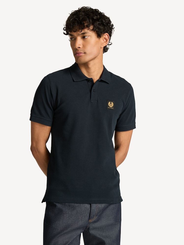 Belstaff Blue Cotton Pique Polo Shirt - Image 1 of 7