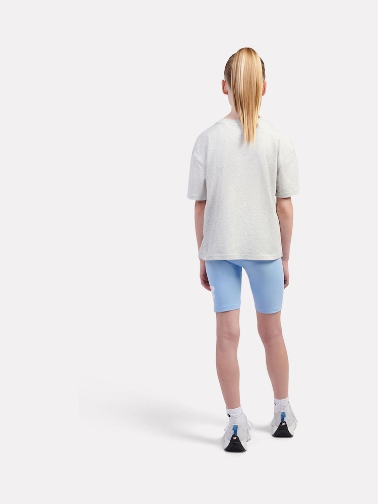 New Balance Grey Kids Stacked Logo 100% Cotton T-Shirt & Cycle Shorts Set - Image 2 of 9