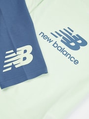 New Balance Green Kids Stacked Logo 100% Cotton T-Shirt & Cycle Shorts Set - Image 10 of 12