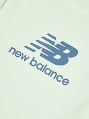 New Balance Green Kids Stacked Logo 100% Cotton T-Shirt & Cycle Shorts Set - Image 11 of 12