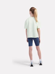 New Balance Green Kids Stacked Logo 100% Cotton T-Shirt & Cycle Shorts Set - Image 2 of 12