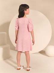 Pink Ditsy Shirred Sleeve Dress (3-16yrs) - Image 4 of 8