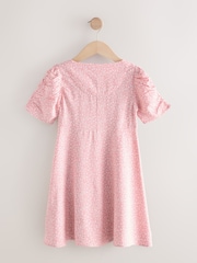 Pink Ditsy Shirred Sleeve Dress (3-16yrs) - Image 6 of 8