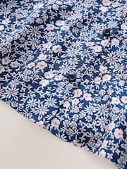 Navy Blue Ditsy Shirred Sleeve Dress (3-16yrs) - Image 8 of 8
