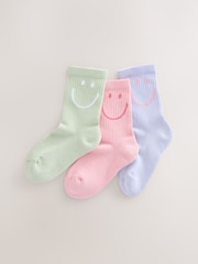 Pink, Purple and Green Regular Length Cotton Rich Cushioned Sole Ankle Socks 3 Pack - Image 1 of 6