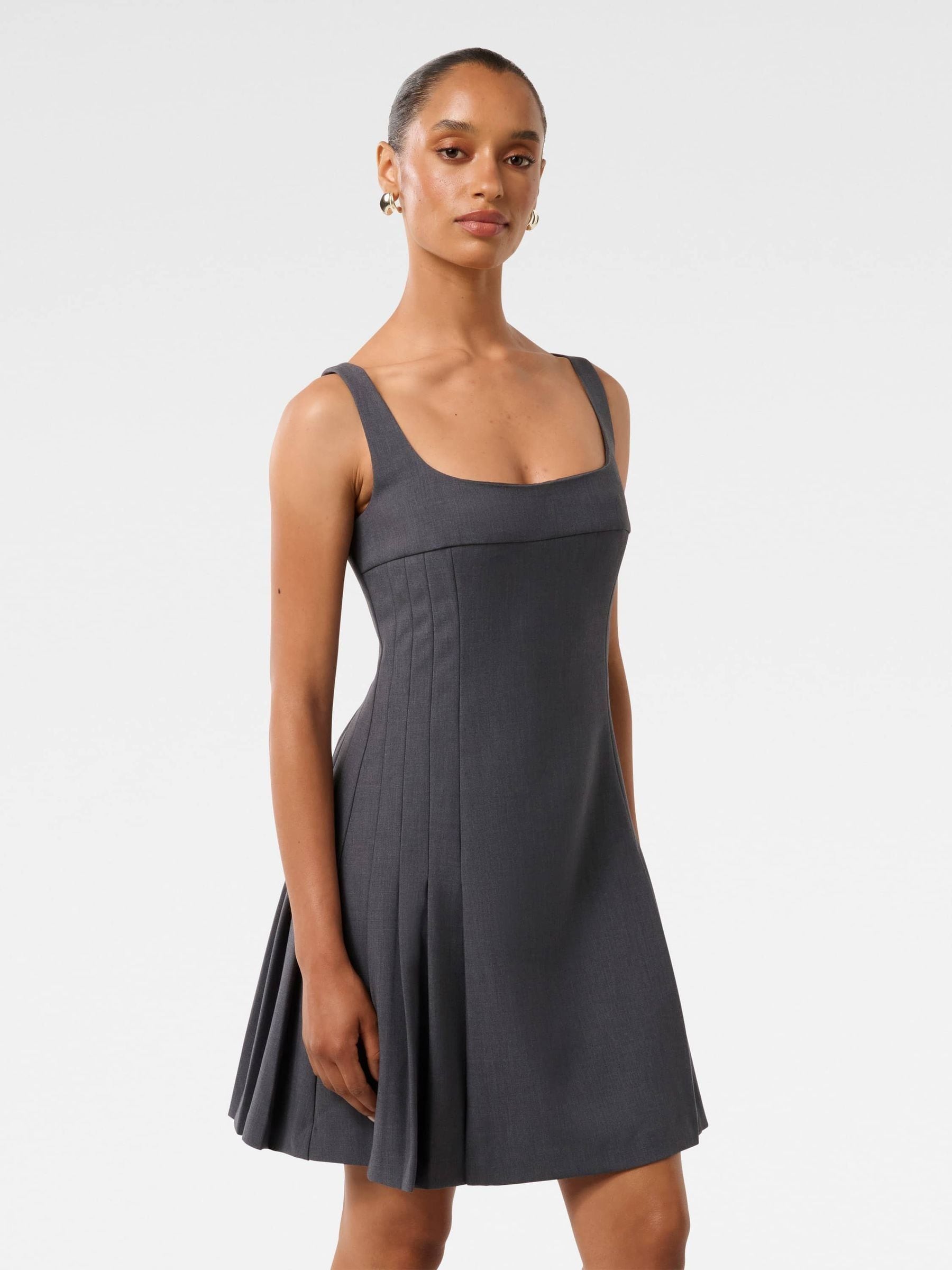 Buy Forever New Grey Petite Eada Pleated Mini Dress from the Next