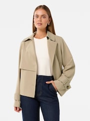 Forever New Cream Ebony Cropped Trench Coat - Image 1 of 5