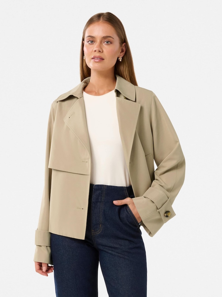 Forever New Cream Ebony Cropped Trench Coat - Image 1 of 5