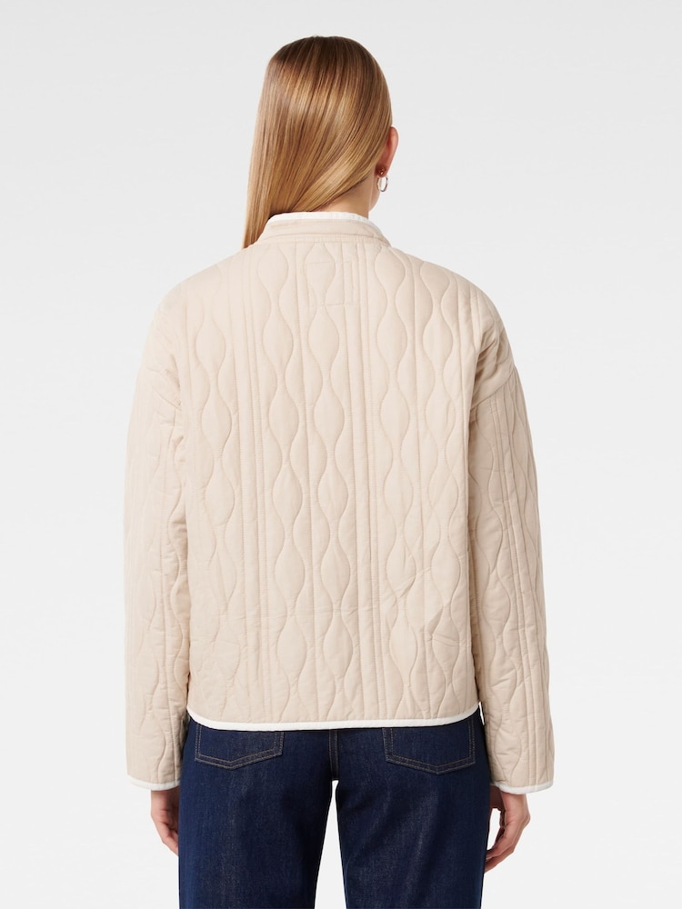 Forever New Cream Astrid Quilted Liner 100% Cotton Jacket - Image 2 of 5