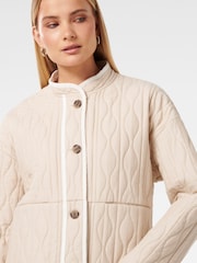 Forever New Cream Astrid Quilted Liner 100% Cotton Jacket - Image 3 of 5