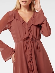 Forever New Red Piper Ruffle Long Sleeves Mini Dress - Image 3 of 5
