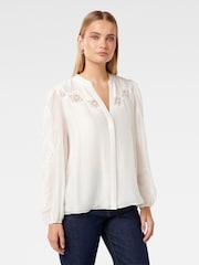 Forever New White Tegan Trim Blouse - Image 4 of 5