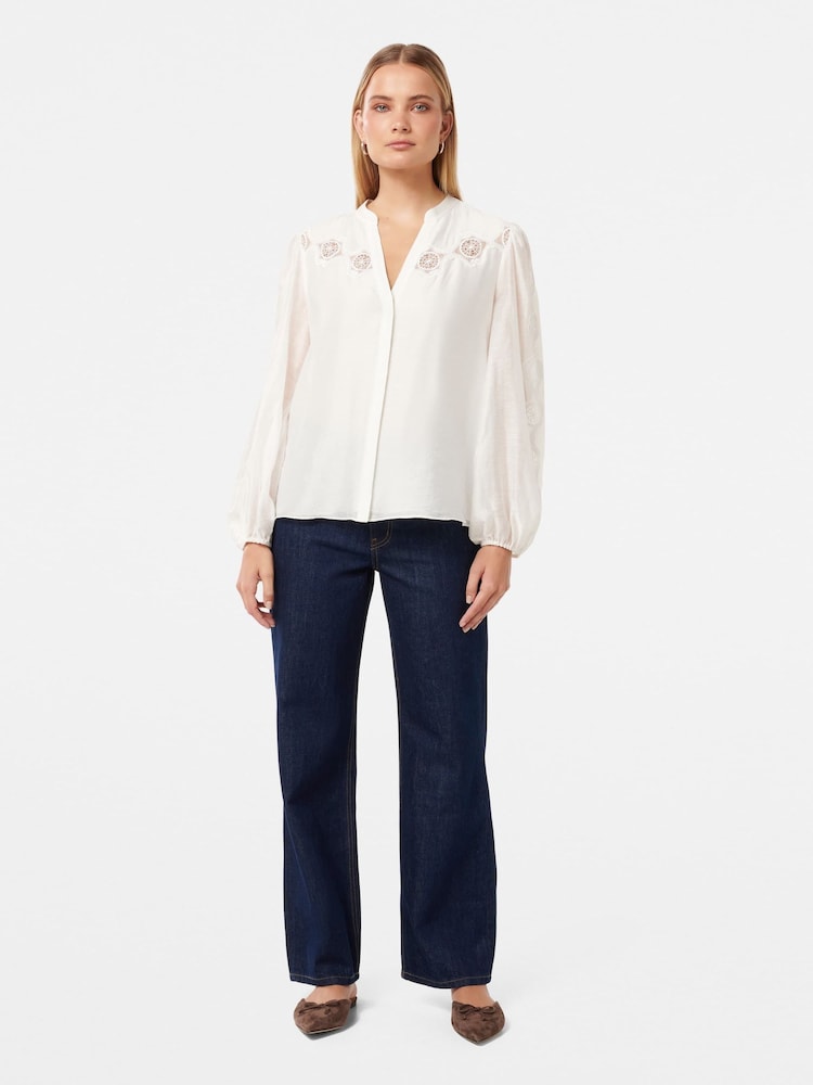 Forever New White Tegan Trim Blouse - Image 5 of 5