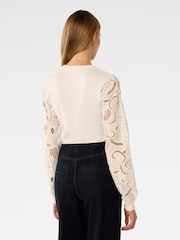 Forever New White Charlie Woven Sleeves Knitted Top - Image 2 of 5