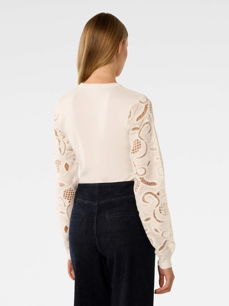 Forever New White Charlie Woven Sleeves Knitted Top - Image 2 of 5
