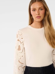 Forever New White Charlie Woven Sleeves Knitted Top - Image 3 of 5