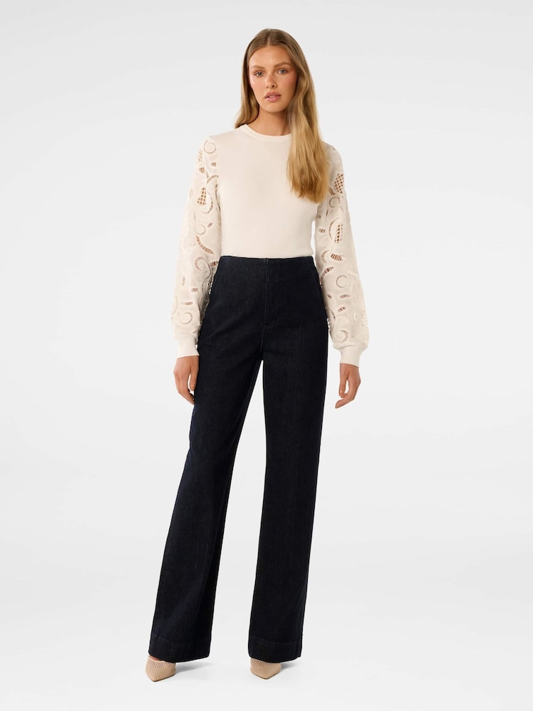 Forever New White Charlie Woven Sleeves Knitted Top - Image 5 of 5